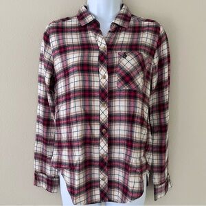 Abercrombie Fitch Flannel Shirt Size XS Western Cowgirl Grunge 90s Preppy Logo